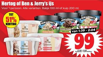 Aanbiedingen Hertog of ben + jerry’s ijs - Huismerk - Dirk - Geldig van 30/08/2023 tot 05/09/2023 bij Lekker Doen