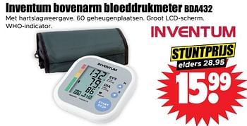 Aanbiedingen Inventum bovenarm bloeddrukmeter bda432 - Inventum - Geldig van 30/08/2023 tot 05/09/2023 bij Lekker Doen
