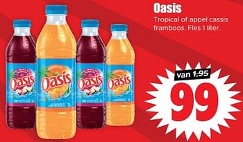 Aanbiedingen Oasis tropical of appel cassis framboos - Oasis - Geldig van 30/08/2023 tot 05/09/2023 bij Lekker Doen