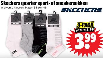 Aanbiedingen Skechers quarter sport- of sneakersokken - Skechers - Geldig van 30/08/2023 tot 05/09/2023 bij Lekker Doen