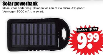 Aanbiedingen Solar powerbank - Huismerk - Dirk - Geldig van 30/08/2023 tot 05/09/2023 bij Lekker Doen