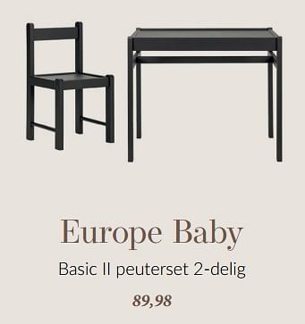 Aanbiedingen Europe baby basic ii peuterset 2-delig - Europe baby - Geldig van 15/08/2023 tot 18/09/2023 bij Babypark