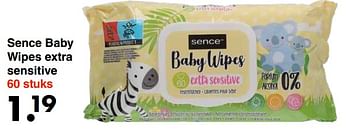 Aanbiedingen Sence baby wipes extra sensitive - Sence - Geldig van 28/08/2023 tot 10/09/2023 bij Wibra