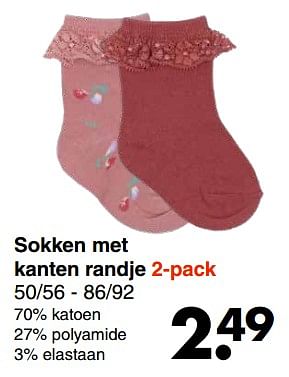 Aanbiedingen Sokken met kanten randje - Huismerk - Wibra - Geldig van 28/08/2023 tot 10/09/2023 bij Wibra