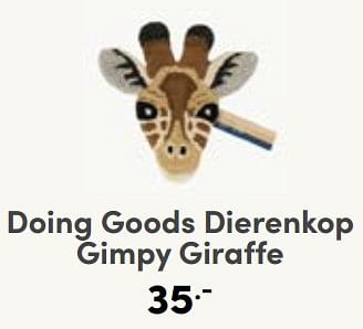 Aanbiedingen Doing goods dierenkop gimpy giraffe - Doing Goods - Geldig van 03/09/2023 tot 09/09/2023 bij Baby & Tiener Megastore