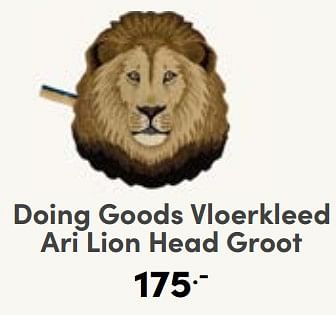 Aanbiedingen Doing goods vloerkleed ari lion head groot - Doing Goods - Geldig van 03/09/2023 tot 09/09/2023 bij Baby & Tiener Megastore