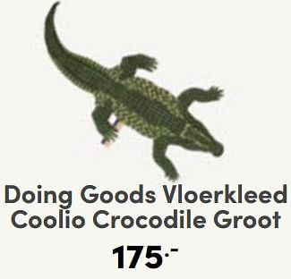 Aanbiedingen Doing goods vloerkleed coolio crocodile groot - Doing Goods - Geldig van 03/09/2023 tot 09/09/2023 bij Baby & Tiener Megastore