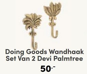 Aanbiedingen Doing goods wandhaak set van 2 devi palmtree - Doing Goods - Geldig van 03/09/2023 tot 09/09/2023 bij Baby & Tiener Megastore