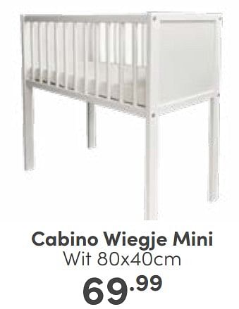 Aanbiedingen Cabino wiegje mini wit - Cabino - Geldig van 03/09/2023 tot 09/09/2023 bij Baby & Tiener Megastore