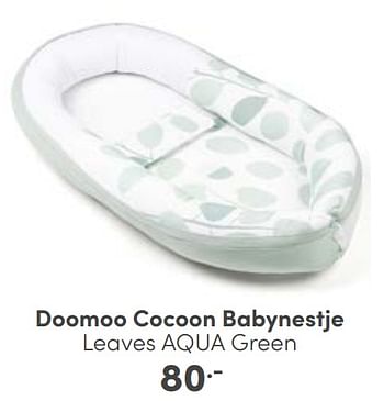Aanbiedingen Doomoo cocoon babynestje leaves aqua green - Doomoo - Geldig van 03/09/2023 tot 09/09/2023 bij Baby & Tiener Megastore