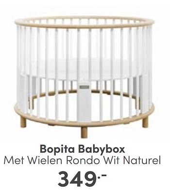 Aanbiedingen Bopita babybox met wielen rondo wit naturel - Bopita - Geldig van 03/09/2023 tot 09/09/2023 bij Baby & Tiener Megastore