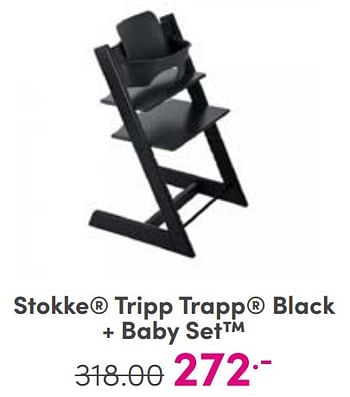 Aanbiedingen Stokke tripp trapp black + baby set - Stokke - Geldig van 03/09/2023 tot 09/09/2023 bij Baby & Tiener Megastore