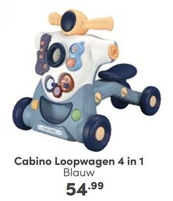 Aanbiedingen Cabino loopwagen 4 in 1 blauw - Cabino - Geldig van 03/09/2023 tot 09/09/2023 bij Baby & Tiener Megastore