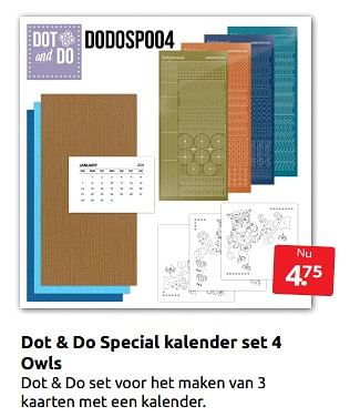 Aanbiedingen Dot + do special kalender set 4 owls - Dot and Do - Geldig van 02/09/2023 tot 10/09/2023 bij Boekenvoordeel