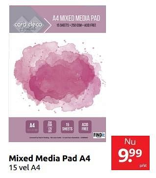Aanbiedingen Mixed media pad a4 - Card Deco Essentials - Geldig van 02/09/2023 tot 10/09/2023 bij Boekenvoordeel