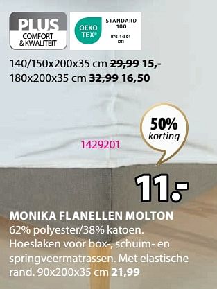 Aanbiedingen Monika flanellen molton - Huismerk - Jysk - Geldig van 21/08/2023 tot 09/09/2023 bij Jysk