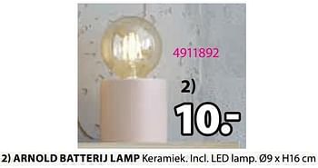 Aanbiedingen Arnold batterij lamp - Huismerk - Jysk - Geldig van 21/08/2023 tot 09/09/2023 bij Jysk