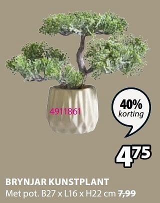 Aanbiedingen Brynjar kunstplant - Huismerk - Jysk - Geldig van 21/08/2023 tot 09/09/2023 bij Jysk