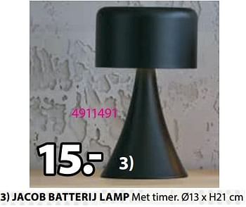 Aanbiedingen Jacob batterij lamp - Huismerk - Jysk - Geldig van 21/08/2023 tot 09/09/2023 bij Jysk