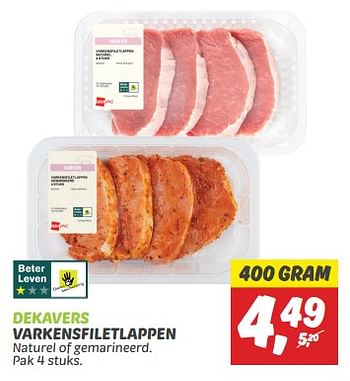 Aanbiedingen Dekavers varkensfiletlappen - Huismerk - Deka Markt - Geldig van 03/09/2023 tot 09/09/2023 bij Deka Markt