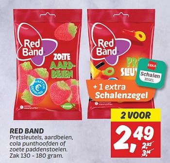 Aanbiedingen Red band pretsleutels, aardbeien, cola punthoofden of zoete paddenstoelen - Red band - Geldig van 03/09/2023 tot 09/09/2023 bij Deka Markt