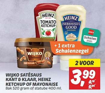 Aanbiedingen Wijko satésaus kant + klaar, heinz ketchup of mayonaise - Huismerk - Deka Markt - Geldig van 03/09/2023 tot 09/09/2023 bij Deka Markt