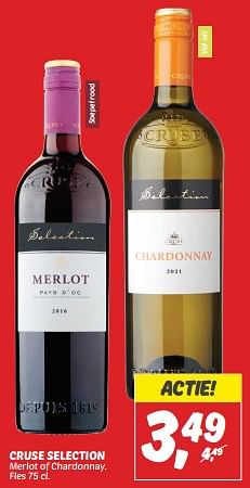 Aanbiedingen Cruse selection merlot of chardonnay - Rode wijnen - Geldig van 03/09/2023 tot 09/09/2023 bij Deka Markt