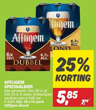 Aanbiedingen Affligem speciaalbier blond - Affligem - Geldig van 03/09/2023 tot 09/09/2023 bij Deka Markt