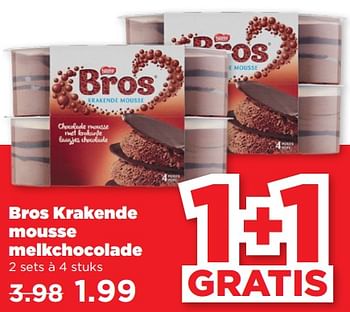 Aanbiedingen Bros krakende mousse melkchocolade - Nestlé - Geldig van 03/09/2023 tot 09/09/2023 bij Plus