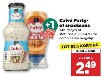 Aanbiedingen Calvé partyof snacksaus - Calve - Geldig van 03/09/2023 tot 09/09/2023 bij Plus