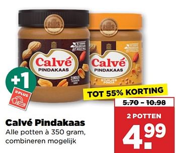 Aanbiedingen Calvé pindakaas - Calve - Geldig van 03/09/2023 tot 09/09/2023 bij Plus