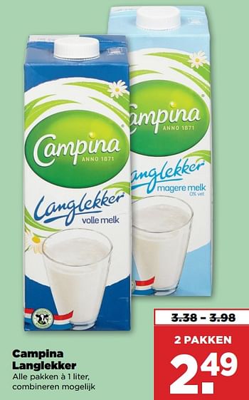 Aanbiedingen Campina langlekker - Campina - Geldig van 03/09/2023 tot 09/09/2023 bij Plus