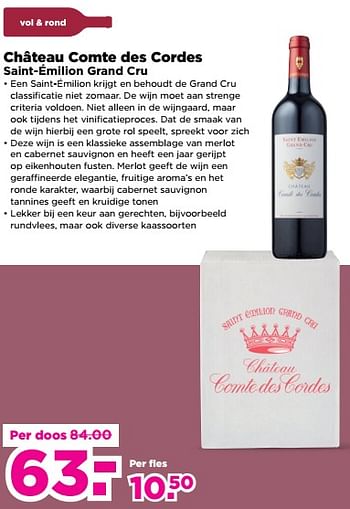 Aanbiedingen Château comte des cordes saint-émilion grand cru - Rode wijnen - Geldig van 03/09/2023 tot 09/09/2023 bij Plus
