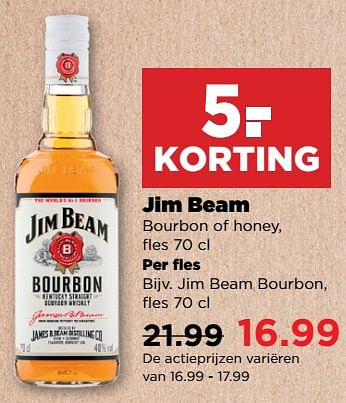 Aanbiedingen Jim beam bourbon - Jim Beam - Geldig van 03/09/2023 tot 09/09/2023 bij Plus