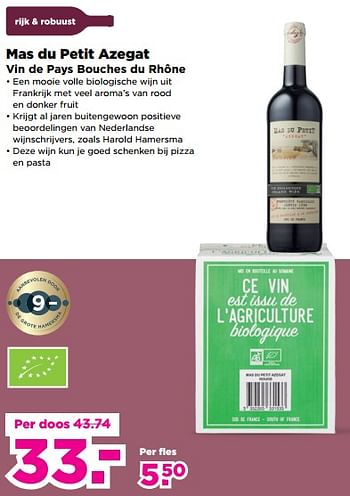 Aanbiedingen Mas du petit azegat vin de pays bouches du rhône - Rode wijnen - Geldig van 03/09/2023 tot 09/09/2023 bij Plus