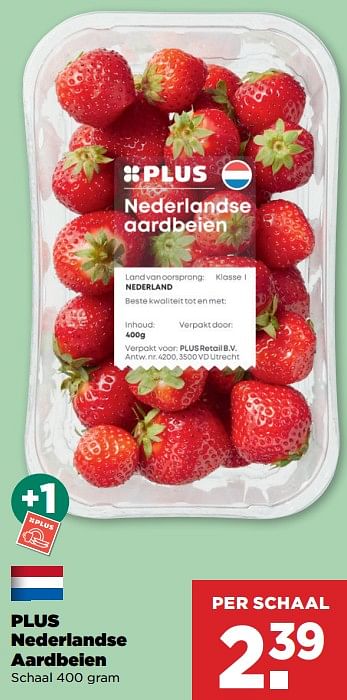 Aanbiedingen Plus nederlandse aardbeien - Huismerk - Plus - Geldig van 03/09/2023 tot 09/09/2023 bij Plus