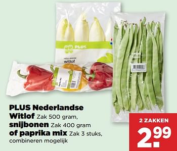 Aanbiedingen Plus nederlandse witlof snijbonen of paprika mix - Huismerk - Plus - Geldig van 03/09/2023 tot 09/09/2023 bij Plus