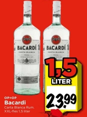 Aanbiedingen Bacardi carta blanca rum - Bacardi - Geldig van 03/09/2023 tot 09/09/2023 bij Vomar