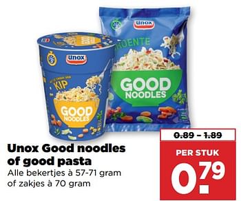 Aanbiedingen Unox good noodles of good pasta - Unox - Geldig van 03/09/2023 tot 09/09/2023 bij Plus