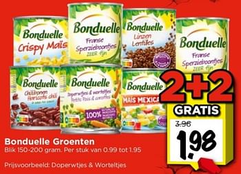 Aanbiedingen Doperwtjes + worteltjes - Bonduelle - Geldig van 03/09/2023 tot 09/09/2023 bij Vomar