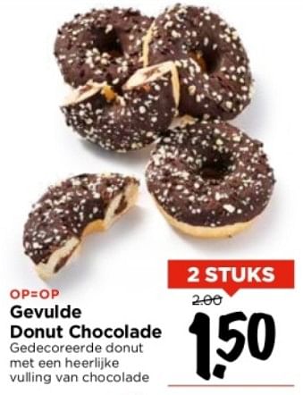 Aanbiedingen Gevulde donut chocolade - Huismerk Vomar - Geldig van 03/09/2023 tot 09/09/2023 bij Vomar