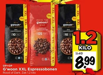 Aanbiedingen G`woon x xl espressobonen - G'woon - Geldig van 03/09/2023 tot 09/09/2023 bij Vomar
