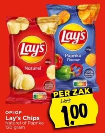 Aanbiedingen Lay`s chips - Lay's - Geldig van 03/09/2023 tot 09/09/2023 bij Vomar