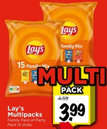 Aanbiedingen Lay`s multipacks family pack ot party - Lay's - Geldig van 03/09/2023 tot 09/09/2023 bij Vomar