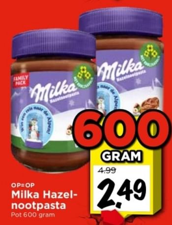 Aanbiedingen Milka hazelnootpasta - Milka - Geldig van 03/09/2023 tot 09/09/2023 bij Vomar