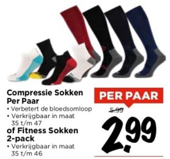 Aanbiedingen Compressie sokken of fitness sokken - Huismerk Vomar - Geldig van 03/09/2023 tot 09/09/2023 bij Vomar