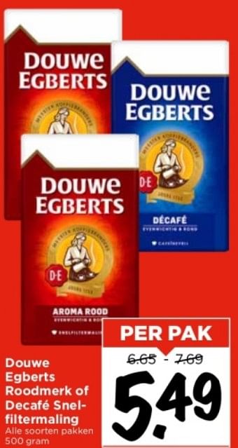 Aanbiedingen Douwe egberts roodmerk of decafé snelfiltermaling - Douwe Egberts - Geldig van 03/09/2023 tot 09/09/2023 bij Vomar
