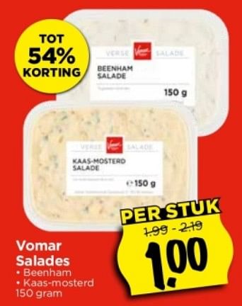 Aanbiedingen Vomar salades - Huismerk Vomar - Geldig van 03/09/2023 tot 09/09/2023 bij Vomar