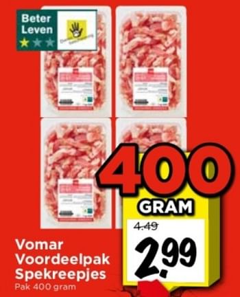 Aanbiedingen Vomar voordeelpak spekreepjes - Huismerk Vomar - Geldig van 03/09/2023 tot 09/09/2023 bij Vomar