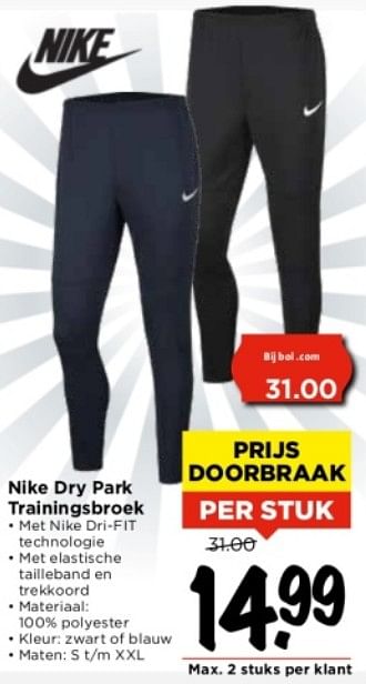 Aanbiedingen Nike dry park trainingsbroek - NIKE - Geldig van 03/09/2023 tot 09/09/2023 bij Vomar